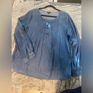 Talbots denim shirt size L in EUC measurements in pics pet & smoke free home